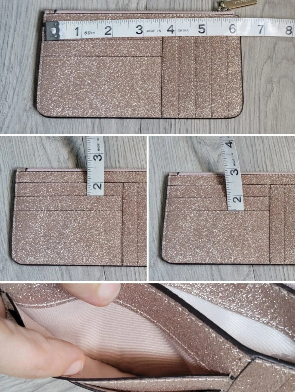 kate spade New York Glitter Large Slim Cardholder Rose Gold Wallet, 6.5
